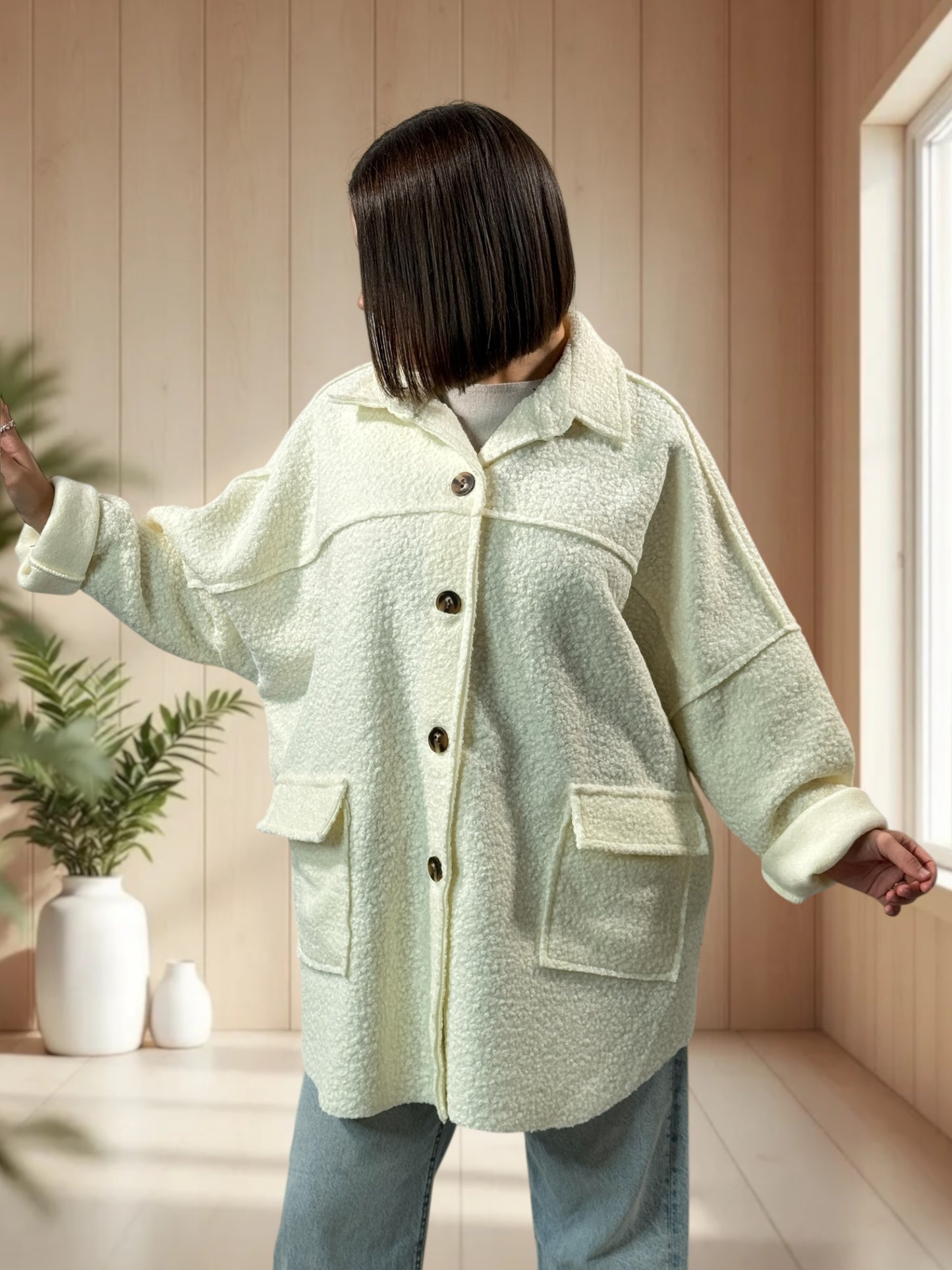 SANTAFEE - VESTE OVERSIZE BLANC CASSE JUSQU'A LA TAILLE 54/56