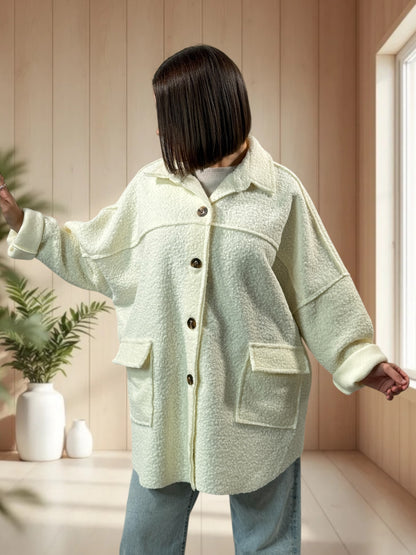 SANTAFEE - VESTE OVERSIZE BLANC CASSE JUSQU'A LA TAILLE 54/56