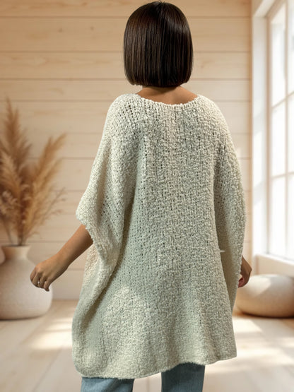 CAMILLE - PULL BLANC CASSE OVERSIZE JUSQU'A LA TAILLE 58