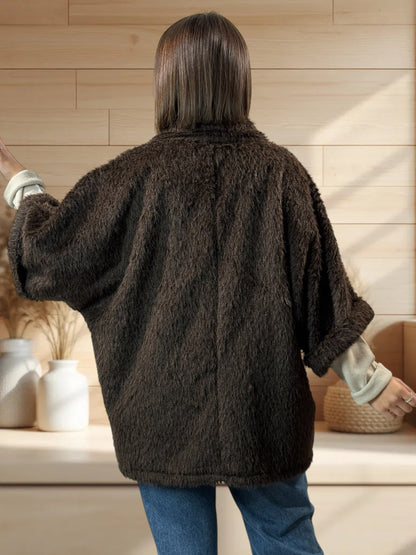 MAGUY - VESTE OVERSIZE MARRON JUSQU'A LA TAILLE 54