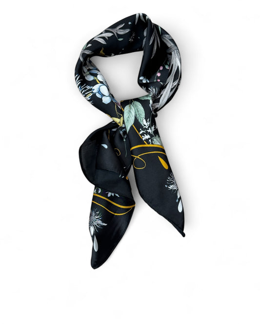 JULIETTE REF7 - PETIT FOULARD NOIR A MOTIF