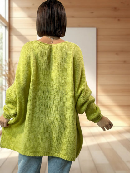 LUCIA - PULL OVERSIZE VERT JUSQU'A LA TAILLE 54