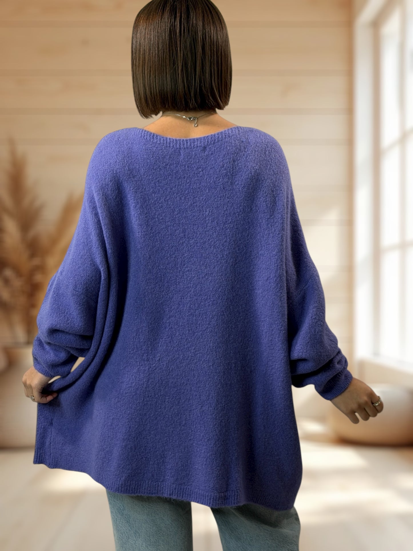 ANGELICA - PULL OVERSIZE LILAS AVEC ALPAGA JUSQU'A LA TAILLE 56