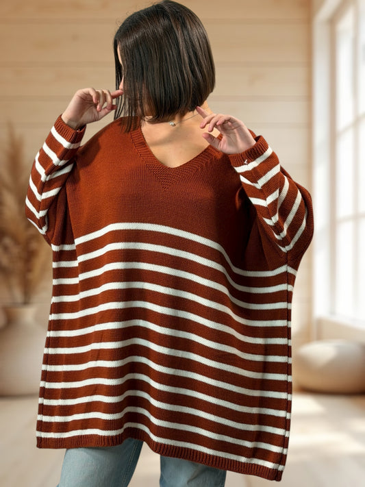 MANU - PULL MARINIERE ROUX JUSQU'A LA TAILLE 56/58