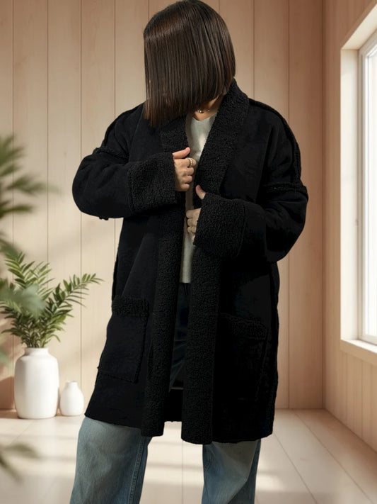 FREDERICO - VESTE NOIRE OVERSIZE JUSQU'A LA TAILLE 52