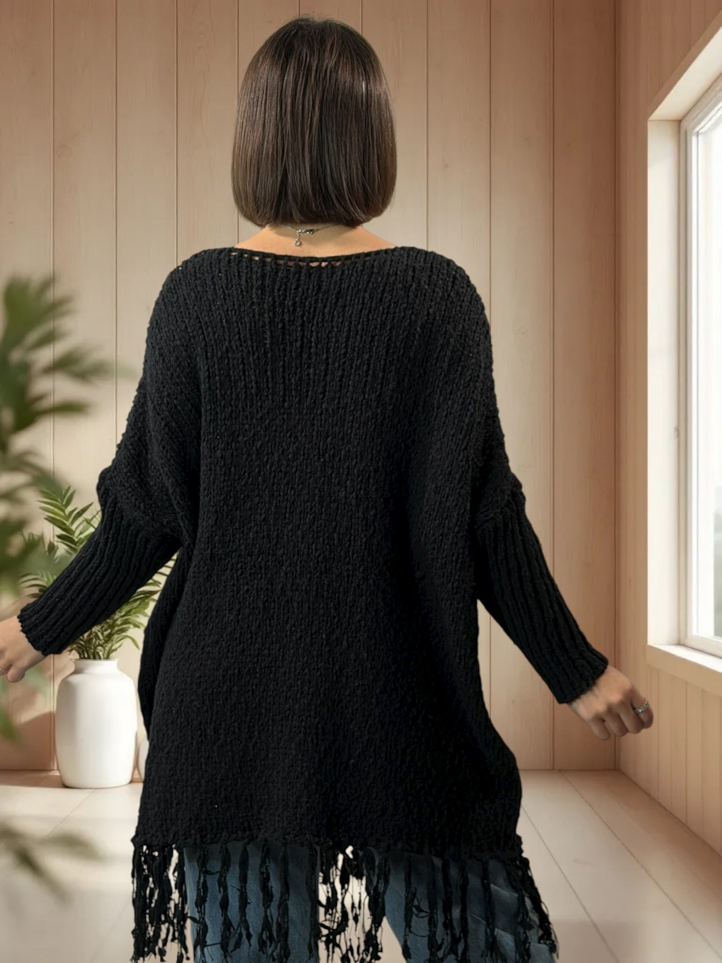 SHEILA - PULL OVERSIZE NOIR JUSQU'A LA TAILLE 56