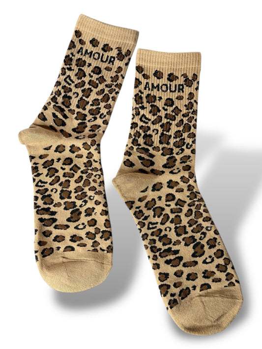 CHAUSSETTES AMOUR LEOPARD CAMEL