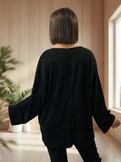 LAURY - TOP NOIR SCINTILLANT JUSQU'A LA TAILLE 54/56