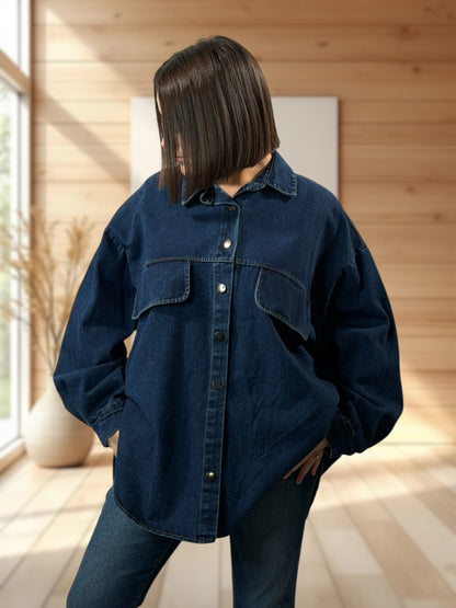 JORDAN - CHEMISE OVERSIZE EN JEAN JUSQU'A LA TAILLE 54/56