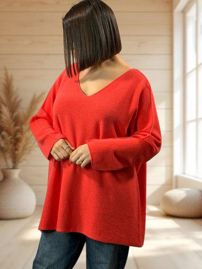 LARA - PULL OVERSIZE ORANGE JUSQU'A LA TAILLE 54
