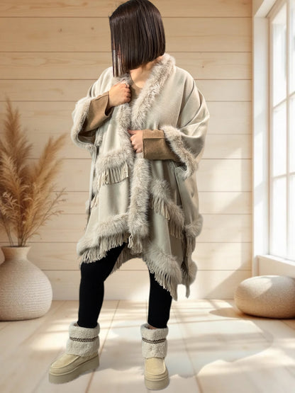 MAGNOLIA - CAPE BEIGE FAUSSE FOURRURE