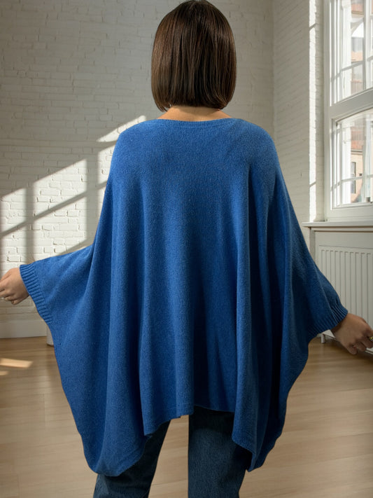 NICKO - PULL OVERSIZE BLEU JUSQU'A LA TAILLE 60