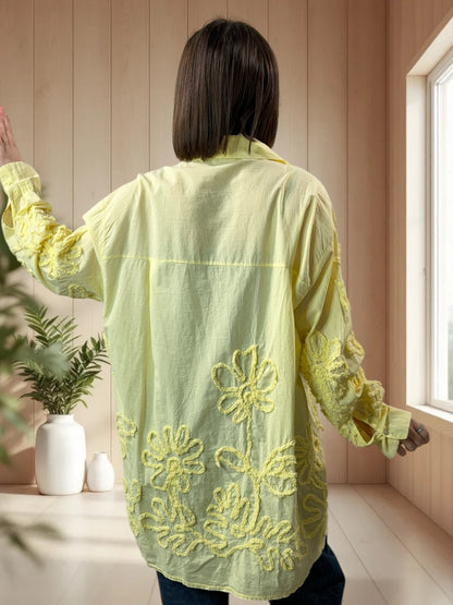CAROLA - CHEMISE OVERSIZE JAUNE JUSQU'A LA TAILLE 50/52