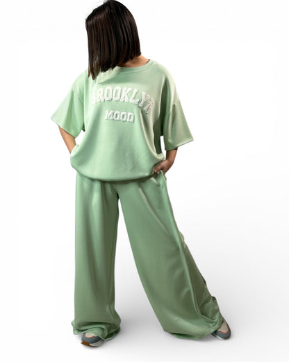 LORENZO - PANTALON AMPLE FLUIDE VERT AMANDE TAILLE 46 A 52/54