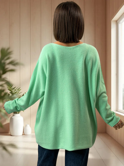 PAOLA - PULL OVERSIZE VERT JUSQU'A LA TAILLE 54/56
