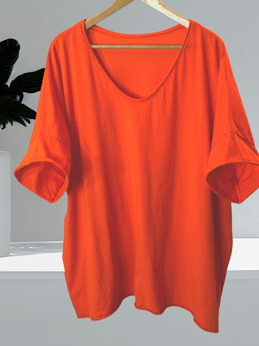 MAX - T-SHIRT ORANGE EN COTON TAILLE 48/50 A 56/58