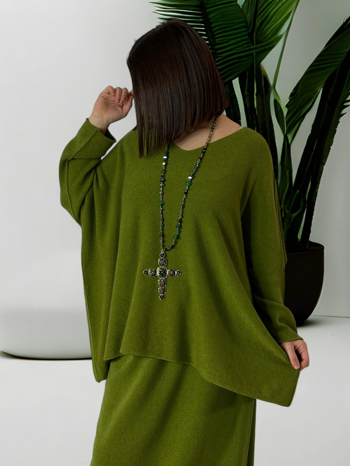 FAUSTINE - ENSEMBLE EN MAILLE VERT JUSQU'A LA TAILLE 52/54