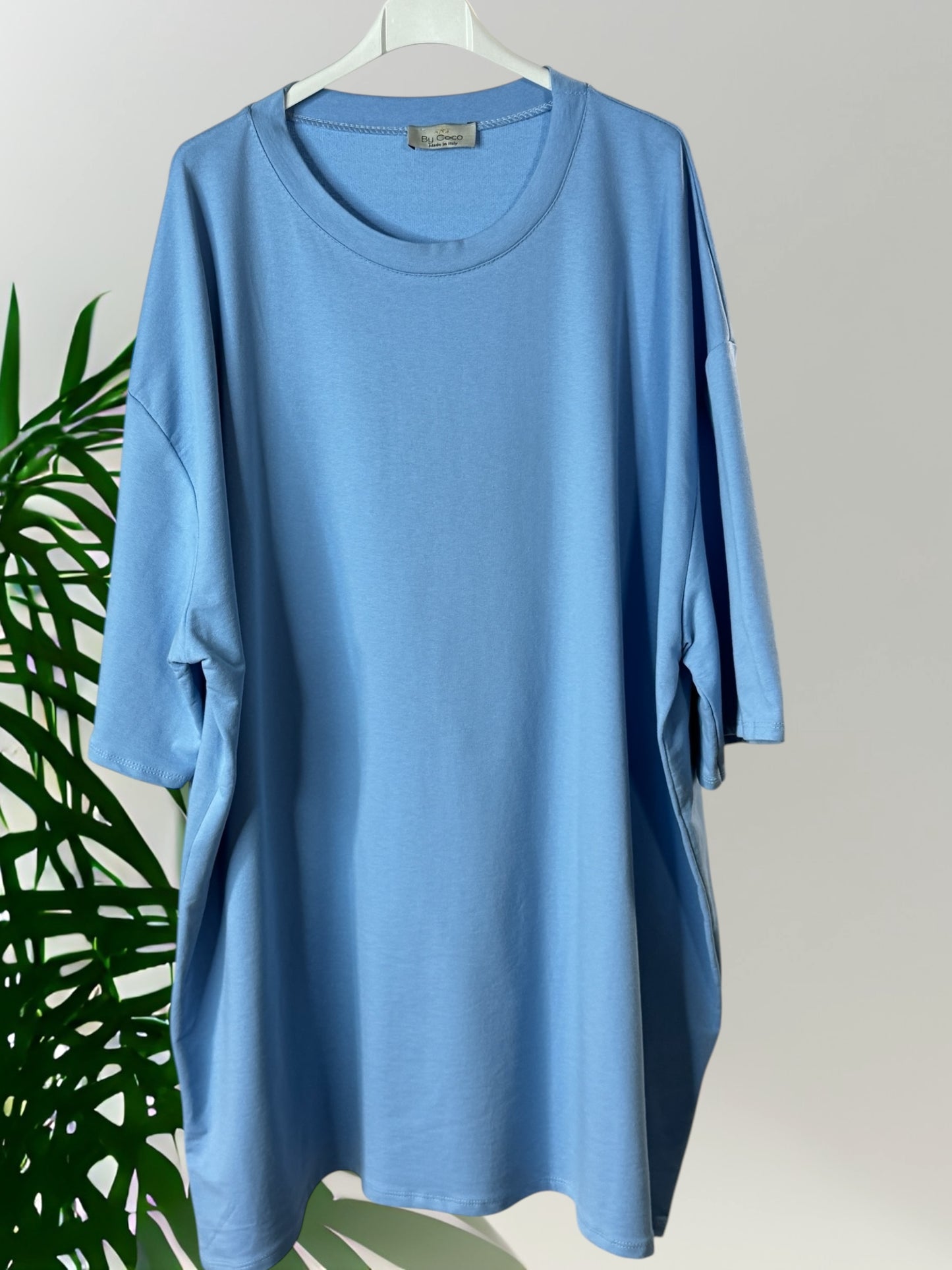 PABLO - LONG T-SHIRT BLEU MOTIF COEUR AU DOS JUSQU'A LA TAILLE 60