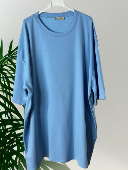 PABLO - LONG T-SHIRT BLEU MOTIF COEUR AU DOS JUSQU'A LA TAILLE 60