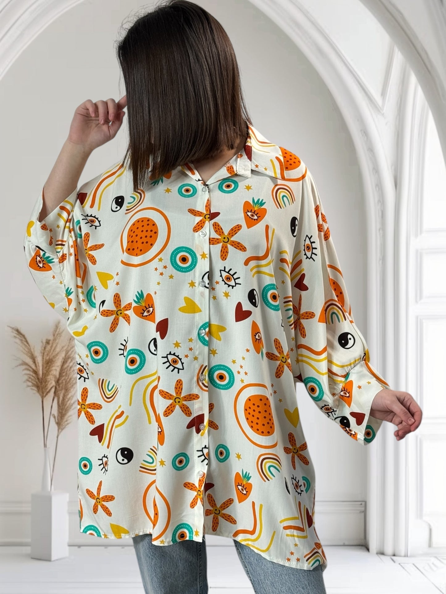 SOLENE - TUNIQUE OVERSIZE A MOTIF JUSQU'A LA TAILLE 54
