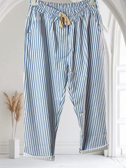 AUBIN - PANTALON SPORTSWEAR A RAYURE BLEUE CIEL TAILLE 46 A 52