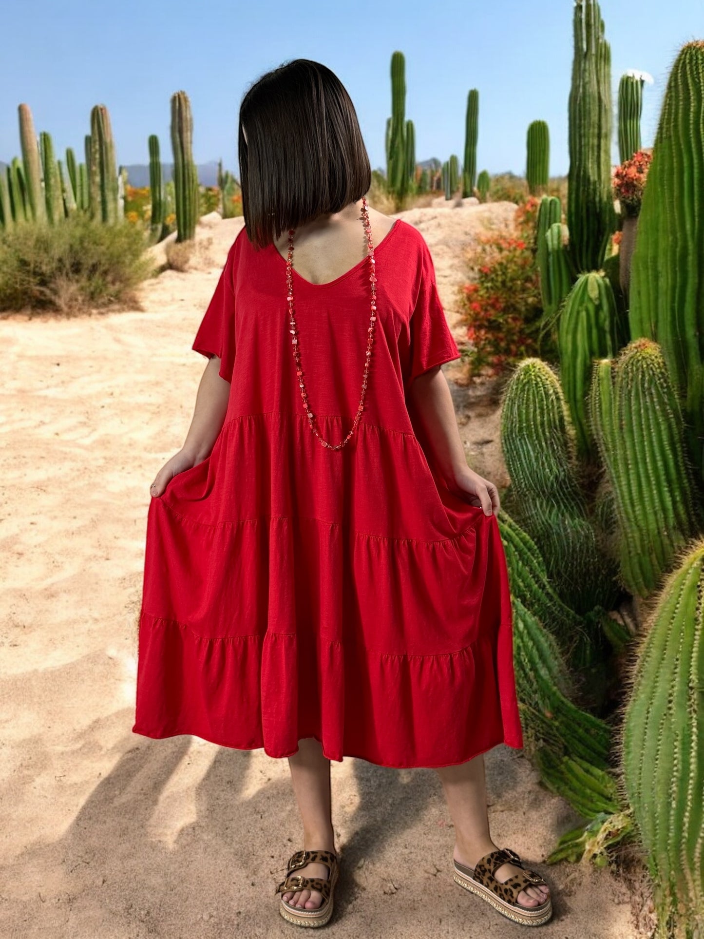 ELSA - ROBE ROUGE OVERSIZE JUSQU'A LA TAILLE 56