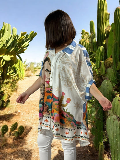 HONOLULU - TUNIQUE OVERSIZE MOTIF FRIDA KAHLO JUSQU'A LA TAILLE 58