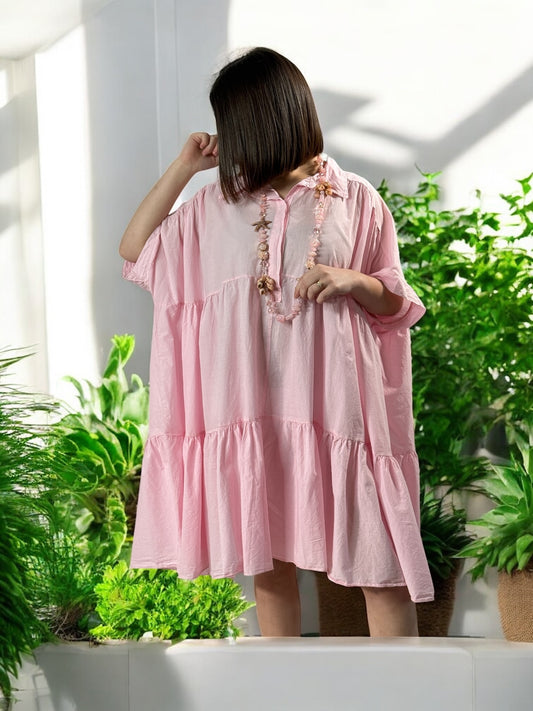 MADELINE - ROBE TUNIQUE ROSE JUSQU'A LA TAILLE 52/54