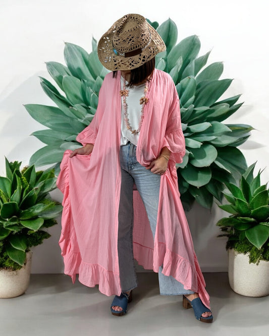 HAPINESS - KIMONO ROSE OVERSIZE JUSQU'A LA TAILLE 60