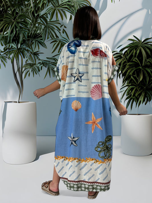 ITICA - ROBE OVERSIZE MOTIF COQUILLAGE JUSQU'A LA TAILLE 56