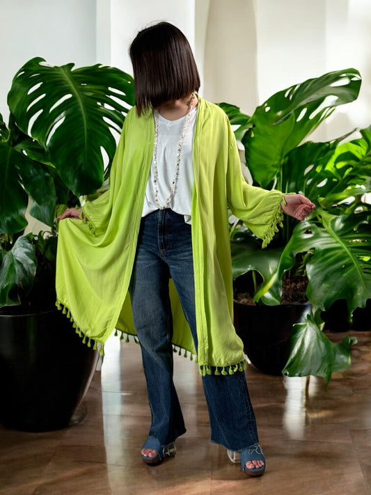 CHANTOU - KIMONO FLUIDE OVERSIZE ANIS JUSQU'A LA TAILLE 58
