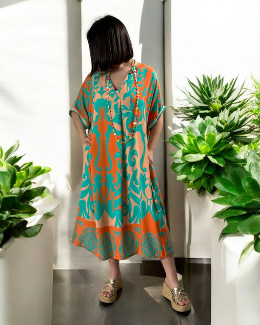 LALY - ROBE OVERSIZE MOTIF LAGON JUSQU'A LA TAILLE 54