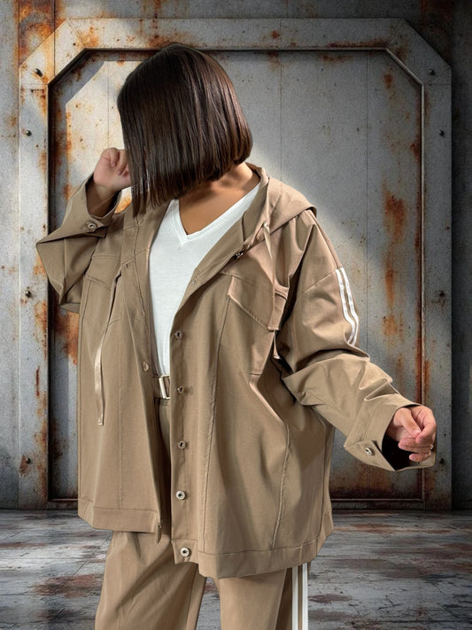 MARLEY - VESTE BEIGE OVERSIZE JUSQU'A LA TAILLE 54