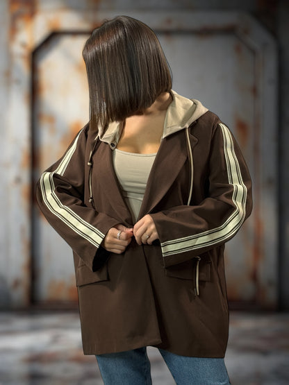 CAMERON - BLAZER MARRON AVEC CAPUCHE JUSQU'A LA TAILLE 52/54