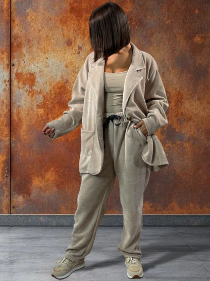 LEON - PANTALON EN VELOURS BEIGE TAILLE 44 A 50/52