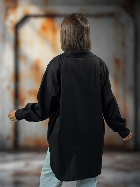 MARINA - CHEMISE OVERSIZE NOIRE JUSQU'A LA TAILLE 52