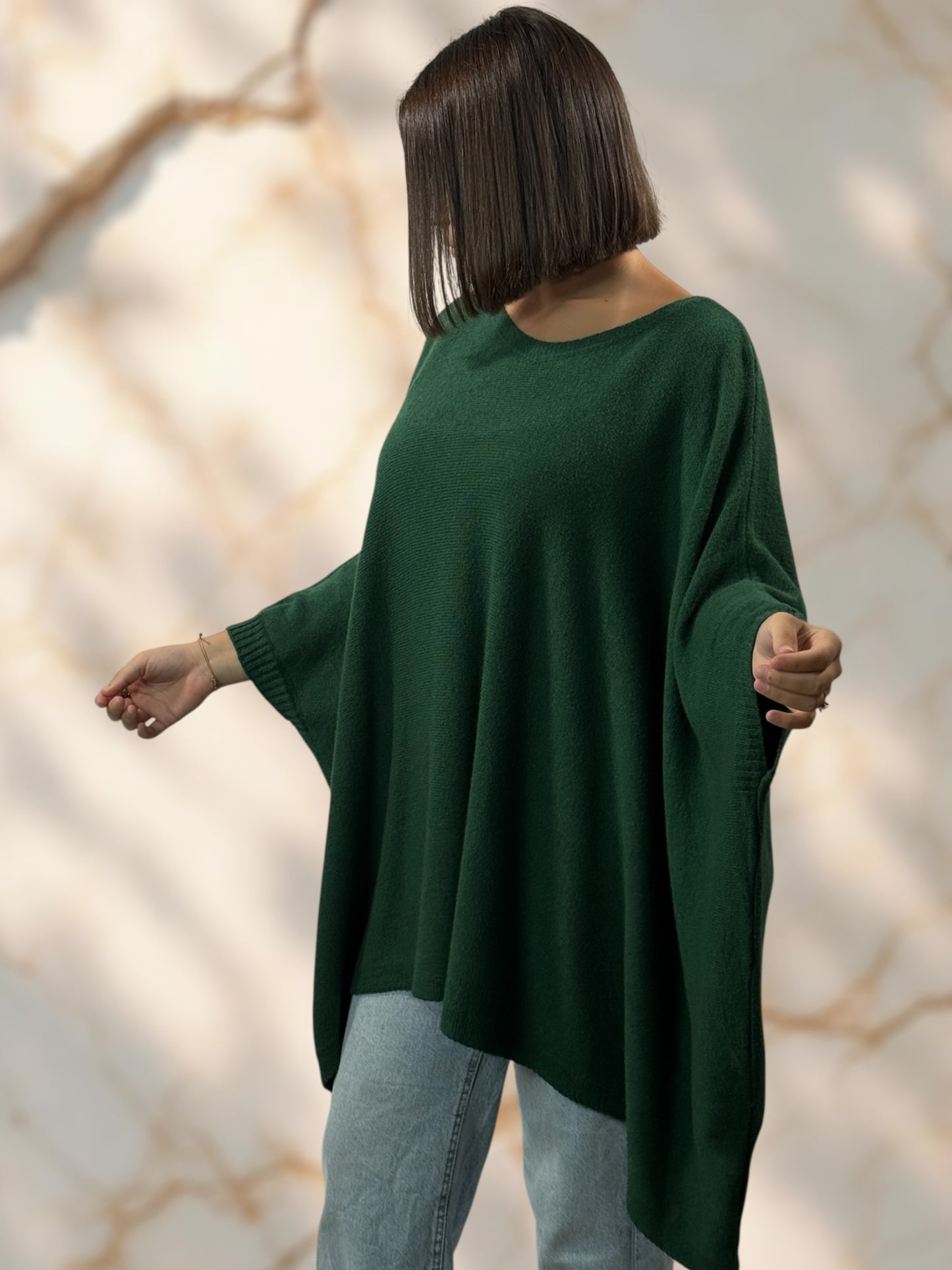 NICKO - PULL OVERSIZE VERT BOUTEILLE JUSQU'A LA TAILLE 60
