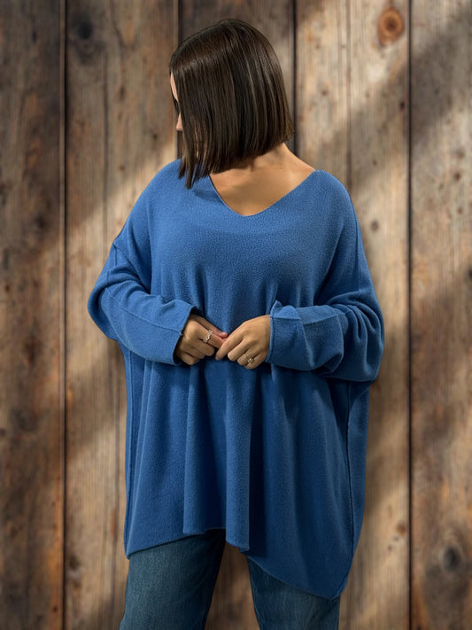 PALOMA - PULL OVERSIZE BLEU JUSQU'A LA TAILLE 56