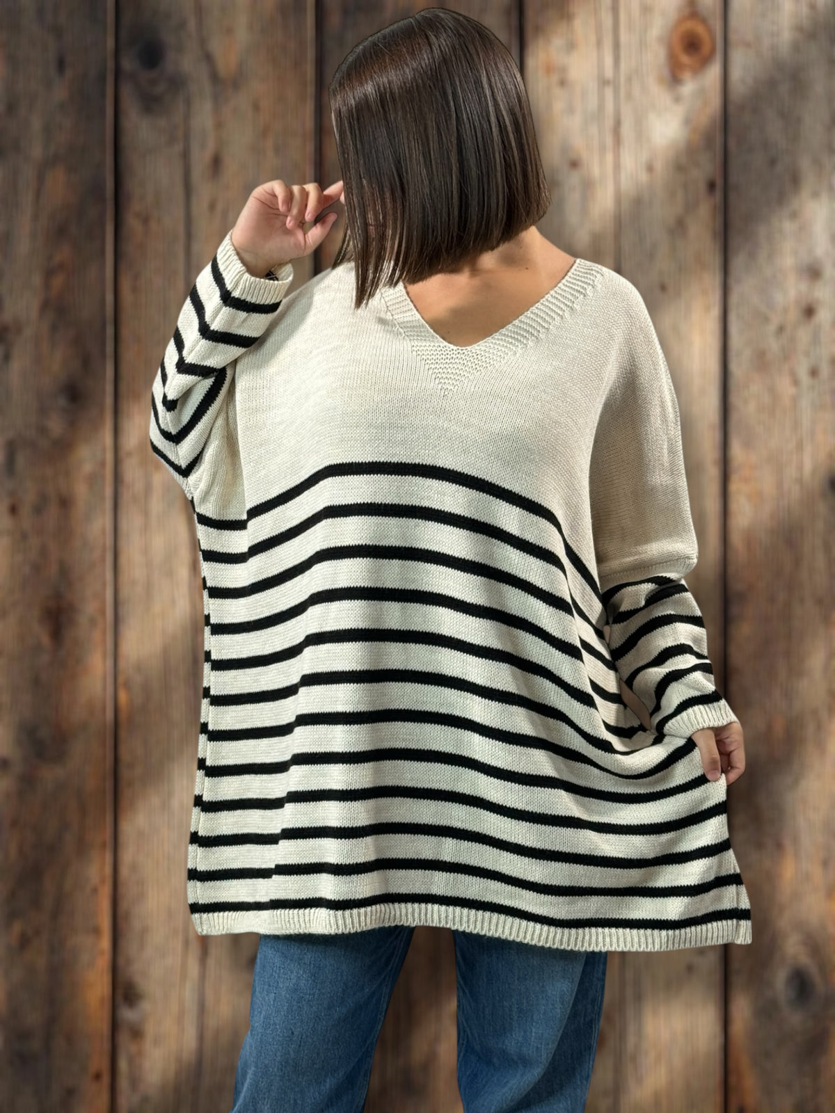 MANU - PULL MARINIERE BEIGE JUSQU'A LA TAILLE 56/58