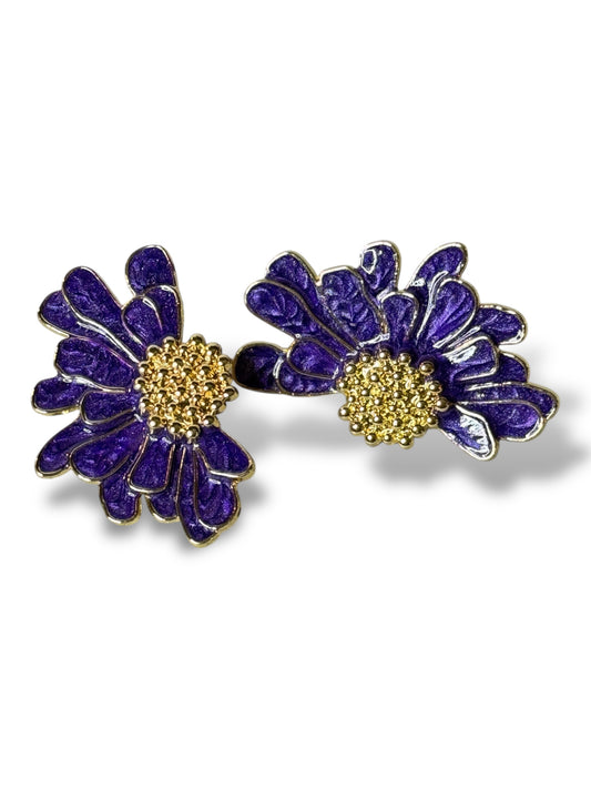JULIE - BOUCLES D'OREILLES FLEUR VIOLETTE