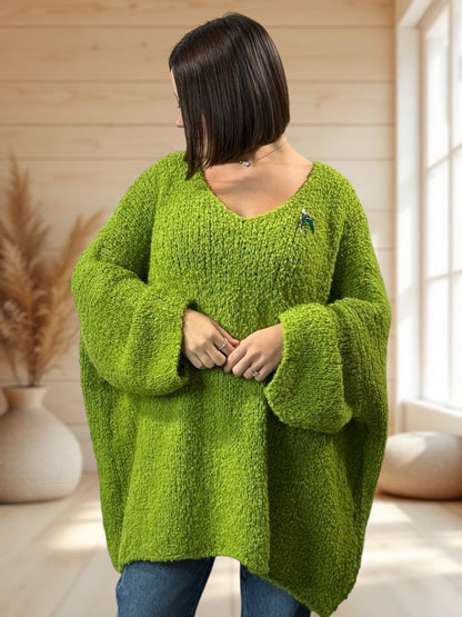 LAETITIA - PULL VERT OVERSIZE JUSQU'A LA TAILLE 58