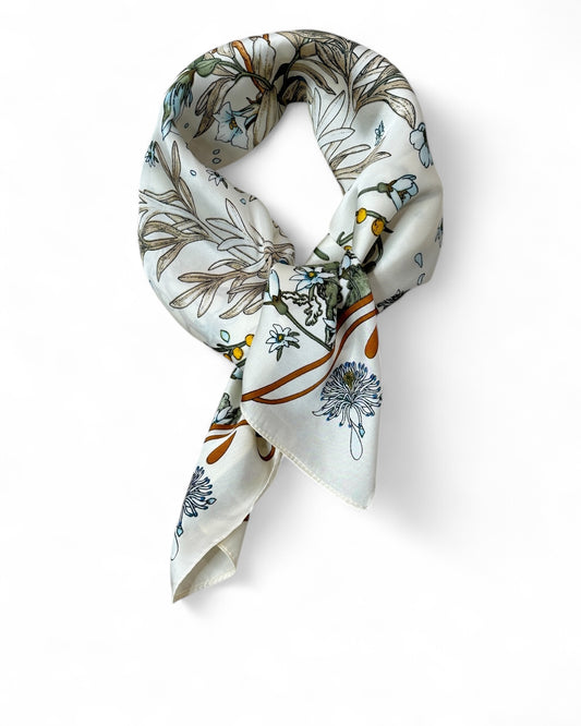 JULIETTE REF9 - PETIT FOULARD BLANC CASSE A FLEUR