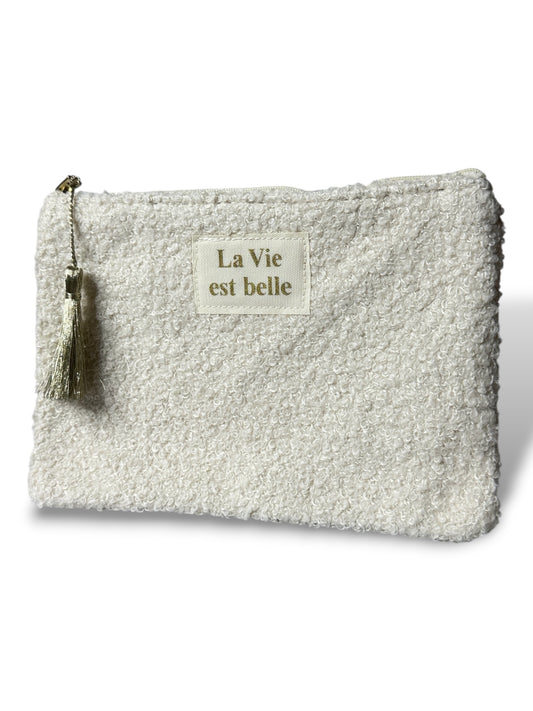 POCHETTE LA VIE EST BELLE BLANC CASSE