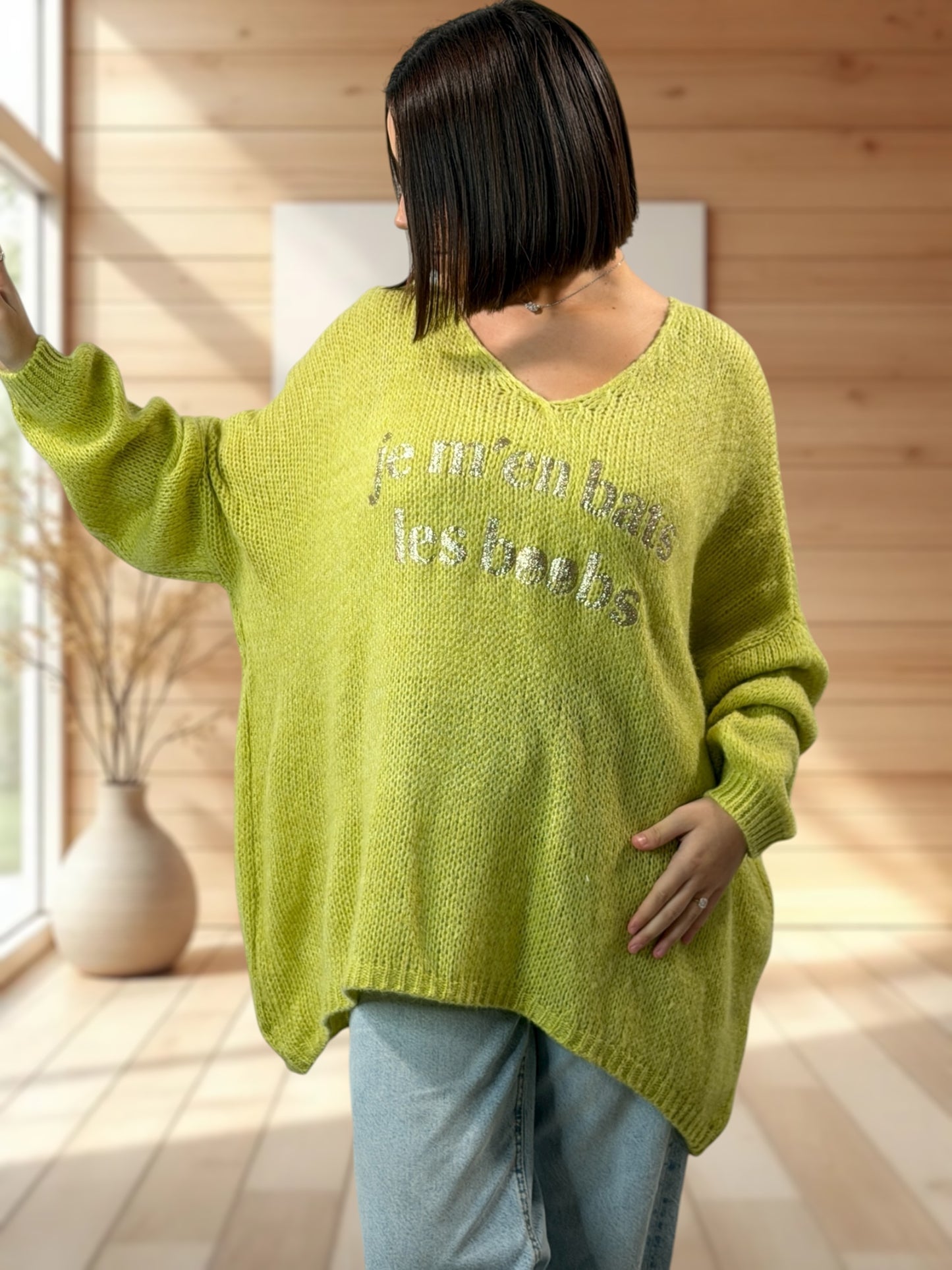 LUCIA - PULL OVERSIZE VERT JUSQU'A LA TAILLE 54