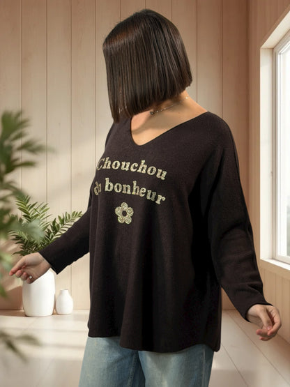 CHOUCHOU - PULL MARRON JUSQU'A LA TAILLE 54