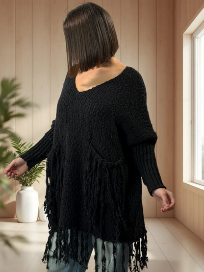 SHEILA - PULL OVERSIZE NOIR JUSQU'A LA TAILLE 56