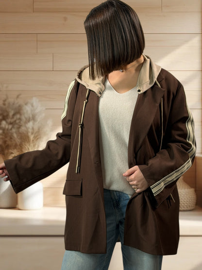 CAMERON - BLAZER MARRON AVEC CAPUCHE JUSQU'A LA TAILLE 52/54