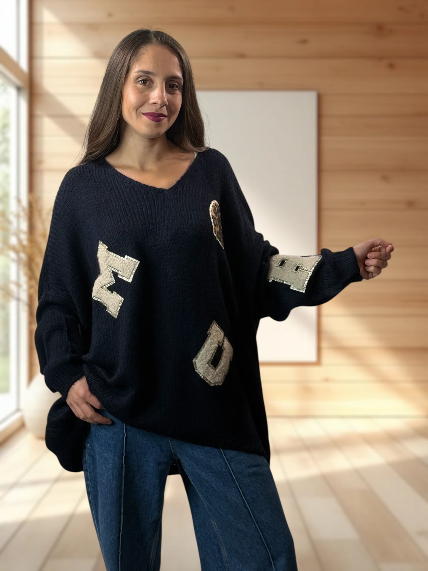 JAMES - PULL OVERSIZE MARINE JUSQU'A LA TAILLE 56