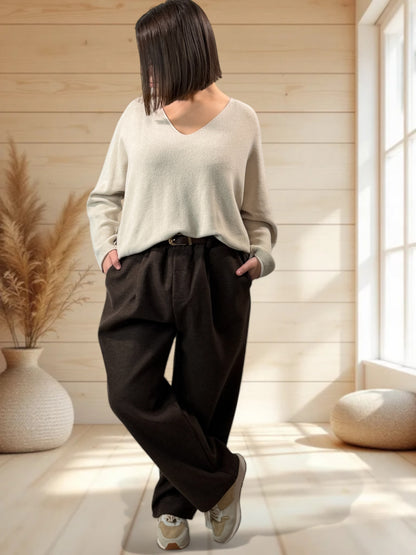 VICTOR - PANTALON MARRON AVEC SA CEINTURE JUSQU'A LA TAILLE 50