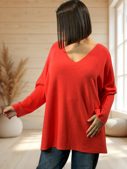 LARA - PULL OVERSIZE ORANGE JUSQU'A LA TAILLE 54